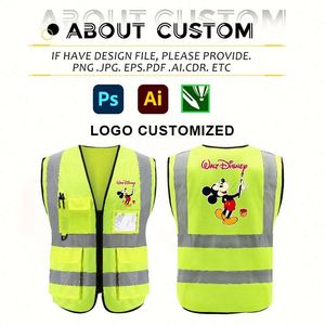 Chaleco de Seguridad con Logotipo Personalizado, Chaleco de Seguridad Reflectante con Múltiples Bolsillos y Cremallera, Ropa de Trabajo de Alta Visibilidad, Chaleco de Seguridad para Tráfico - Product Image 4