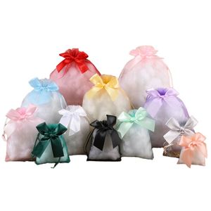 Nouveauté : Sacs d'échantillons de cosmétiques en gros avec nœud, sacs cadeaux transparents en maille et organza - Product Image 1
