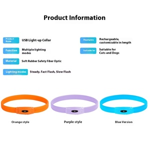 Custom Water Luminous <strong>Dog</strong> Safety Equipment Rechargeable LED Pet Neck <strong>Light</strong> Colorful Ribbon Solid Plastic <strong>Walking</strong> <strong>Dog</strong> <strong>Lights</strong> - Product Image 1