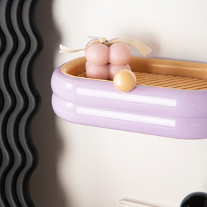 Creamy Style Soap Box Oval Wall Mount Self <b>Drain</b> Plastic Bathroom Draining Rack - Product Image 4