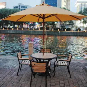 Gỗ Tếch Hồ Bơi Vườn Umbrella 3X4 Parasol, Hình Chữ Nhật Bằng Gỗ Ô Cho Vườn