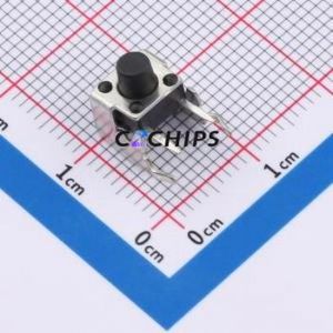 TS6665ZJ 022 Tactile Switch Bent Lead Through Hole-4P,7.3x6.1mm Single Pole Single Throw Round Button 2.5N Right Angle Insert - Product Image 1