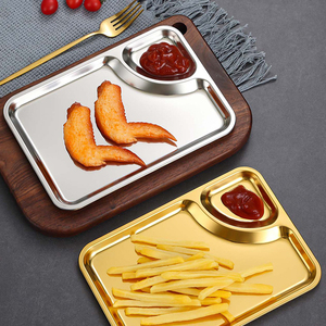 Plato Rectangular de Acero Inoxidable Coreano de Grado Alimenticio para Servir Aperitivos Fritos y Papas Fritas, Venta Directa de Fábrica Yutrain - Product Image 5