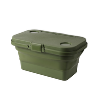 Panier de pique-nique extérieur avec couvercle, table pliante, boîte de rangement multifonctionnelle en plastique pour le camping