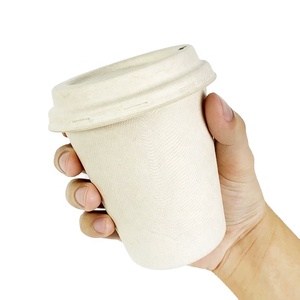 Vasos de Papel Biodegradables y Compostables de Calidad Alimentaria, Hechos de Bambú y <span class=keywords><strong>Caña</strong></span> de Azúcar, para Café y Jugos, con Tapas - Product Image 1