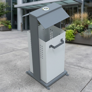 Poubelle de recyclage publique carrée en métal, à ouverture supérieure, étanche, anti-odeur, pour usage extérieur - Product Image 3