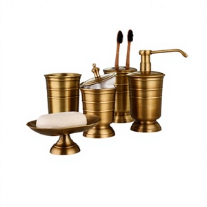 Brass Gold Color Bathroom Set Set Of Five Customized Size And Shape Bathroom Set For Bathroom Accessories - Product Image 1