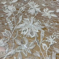 Tissu en dentelle florale brodée de paillettes brillantes, vente en gros directe d'usine
