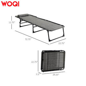 Lit de camping pliable Woqi 72,75 x 22,75 x 11,75 pouces, cadre en métal, chaise longue portable d'extérieur avec dossier réglable - Product Image 1