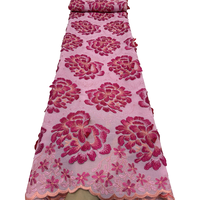 Bahan Baku Gaun Wanita NI.AI Baby Pink Bordir Bunga 3D Swiss Voile Lace untuk Gaun Pesta Pernikahan Acara Formal