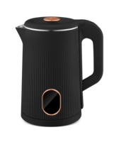 Bouilloire électrique sans fil de 1,7 litre, prix d'usine, noir et gris, acier inoxydable et plastique, pour faire bouillir de l'eau en extérieur