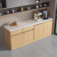 Meuble de bureau multifonctionnel intégré : comptoir de bar, buffet, table de thé, table à café, table de découpe et de lavage, style moderne et épuré