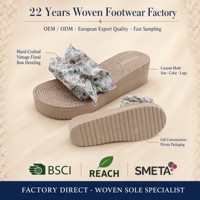 Sandales compensées antidérapantes en EVA personnalisées pour femmes, motif floral, nœud, espadrilles d'été à lacets, couleur pastel, pour les vacances