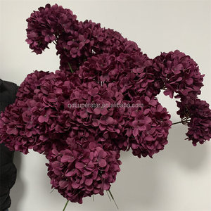 E-839 Fiori Artificiali di Alta Qualità all'Ingrosso, Fiori di Ortensia Artificiali a Stelo Singolo Bordeaux - Product Image 4