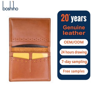Tarjetero de Cuero Crazy Horse Vintage Simple Boshiho, Cartera para Tarjetas de Identificación para Hombre, Cartera Clásica de Cuero Genuino para Hombre - Product Image 1