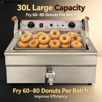 Friteuse à beignets professionnelle XINZHUOLIAN, grande capacité, en acier inoxydable, électrique, de comptoir, 4500W, 30L, à réservoir unique, pour équipement de restaurant