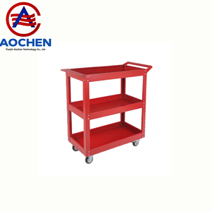 Chariot à outils en métal à quatre roues double face rouge/bleu, chariot en acier à 3 étagères, roulettes, 6,9 kg, léger, OEM pour le stockage en garage de bricolage - Product Image 4