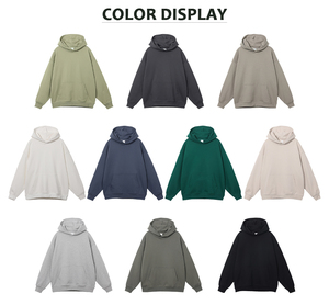 Pull-over à capuche 100% coton, sweat-shirt polaire lourd de qualité supérieure, coupe régulière, sweats à capuche personnalisés pour hommes, automne, teint uni - Product Image 4