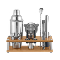 Ensemble de shakers à cocktails en acier inoxydable 750 ml, kit de barman avec supports en bois