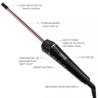 Vente en gros de fer à friser personnalisé de 0,5 pouce, chauffage rapide PTC, revêtement céramique, fer à friser LED pour usage domestique, commercial et salons de beauté