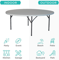 Dia 183cm 8 à 10 places Table à manger ronde pliante en plastique HDPE pour les fêtes intérieures et extérieures et les événements commerciaux