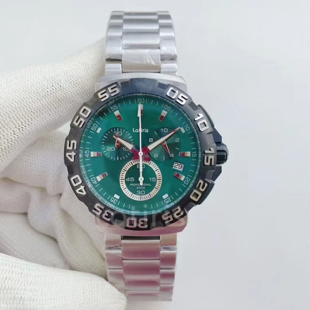 Green steel watch