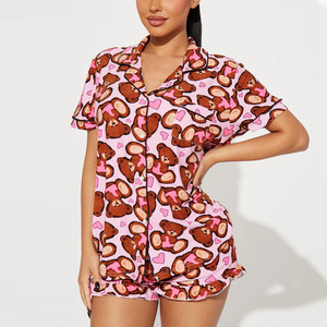 Conjuntos de pijamas de algodón para mujeres de talla grande con tela transpirable y ajuste cómodo y relajado. - Product Image 6