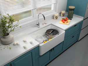<span class=keywords><strong>Fregadero</strong></span> <span class=keywords><strong>de</strong></span> <span class=keywords><strong>Cocina</strong></span> Blanco <span class=keywords><strong>de</strong></span> Arcilla Refractaria Estilo Granja con Delantal Frontal <span class=keywords><strong>de</strong></span> 30 Pulgadas y Un Solo Tazón <span class=keywords><strong>para</strong></span> <span class=keywords><strong>Cocina</strong></span> <span class=keywords><strong>de</strong></span> Lujo - Product Image 5