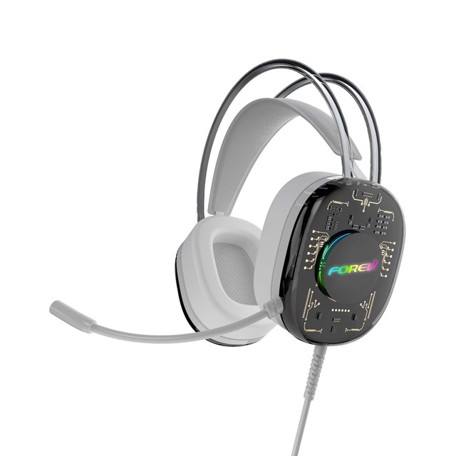 Transparent Wired Gaming Headset with Noise Cancelling Mic RGB Breathing Light 7.1 Surround Sound Over-Ear Headphones for PC