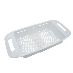 <b>Sink</b> <b>Basket</b> 35x19x8 Cm Extendable To 47 Cm White Plastic Vegetable Fruit Colander For Any <b>Sink</b> - Product Image 2