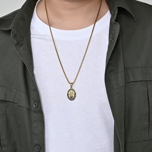 Fbkr01 hip hop <span class=keywords><strong>Michael</strong></span> đồ trang sức người đàn ông Phụ Nữ 18K mạ vàng mề đay Mặt dây chuyền vòng cổ thép không gỉ - Product Image 2