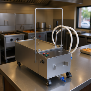 Sistema de filtrado de aceite Vevor de 55L, máquina de filtración para freidoras comerciales de acero inoxidable con ruedas giratorias y manguera para uso en restaurantes. - Product Image 2