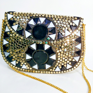 Bolso de Mano de Lujo para Fiesta de Noche o Boda, con Diamantes de Imitación, para Mujer, FWE-0039, Metal Plateado Rectangular - Product Image 1