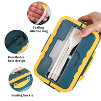 Boîte à bento sans BPA, écologique, en paille de blé, compatible micro-ondes, pour l'école, le bureau, portable, étanche, de qualité alimentaire