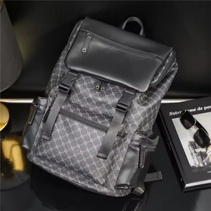 Fashion PU Laptop <b>Backpack</b> Waterproof Minimalist Panelled Nylon Lining Unisex Travel School Bag - Product Image 3