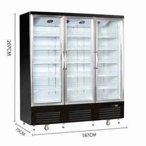 Enfriador de Bebidas Refrigerado por <span class=keywords><strong>Aire</strong></span> de 1500L con 3 Puertas de Vidrio, <span class=keywords><strong>Placa</strong></span> de Hierro Esmaltado para Exhibición Multiusos en Supermercados - Product Image 2