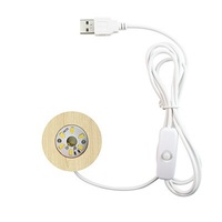 Lampe de chevet LED à boule de cristal ronde en bois alimentée par USB avec interrupteur et câble 5V pour chambre à coucher, aromathérapie et décoration