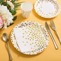Usine en gros blanc douche nuptiale décorations de fête assiette en papier tasse serviette ensemble de fête plats jetables assiettes ensemble de vaisselle