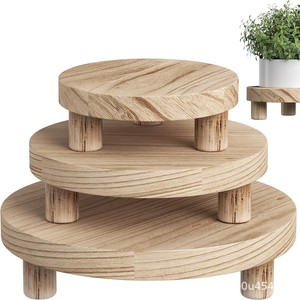 Soporte redondo de madera para macetas, estante multifuncional para exhibir plantas, para sala de estar, tipo de pie - Product Image 5
