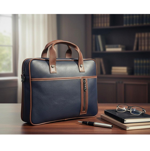 Bolso para portátil de cuero genuino atemporal, diseñado con cuero 100% puro que ofrece un almacenamiento seguro para el portátil y un amplio espacio para documentos. - Product Image 6