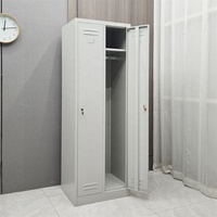 Armoire de rangement métallique à deux portes pour vêtements de travail du personnel, avec serrure à clé, couleur et taille personnalisables pour atelier ou vestiaire.