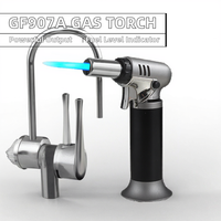 Torche de soudage au butane en métal de cuisine haute puissance avec jauge de carburant briquet puissant pour le chauffage