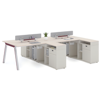 Bureau 3 personnes poste de travail en L profond ordinateur moderne exécutif bureaux de travail en bois meubles table pour le design
