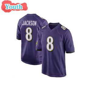 BAL Jugend 4 Zay Flowers 8 Lamar Jackson 22 Derrick Henry 52 Ray Lewis 14 Hamilton Kinder Genähtes Limitiertes Football-Trikot - Product Image 2