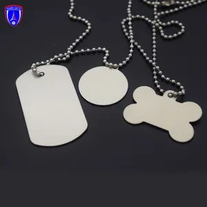 Custom logo bone shaped pet tag metal dog id tag blank dog name plate stainless steel dog tag necklace