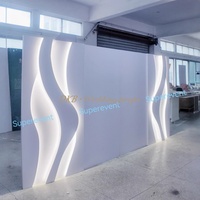 BK-148 Panel de Fondo de PVC para Escenario de Boda, Diseño 3D Multicapa, Ondulado, Blanco, con Luces LED