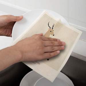 Ensemble de torchons de cuisine doux réutilisables bon marché personnalisés au design animal éponge lavable absorbante nettoyage vêtements de vaisselle suédois - Product Image 4