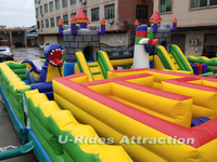 U-Rides Portable PVC Gonflable Dinosaur Park & Dragon Tower Castle City Fun Maze pour les Enfants