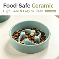 Bol en céramique pour l'alimentation lente, bol anti-glouton pour animaux de compagnie, bol antidérapant pour manger lentement pour chats et petits chiens, prévient l'étouffement, alimentation saine