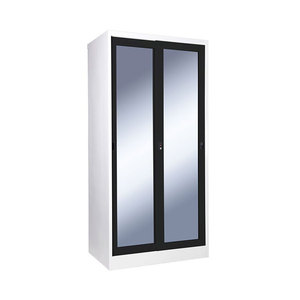 Armoire en métal acier armoire almirah <span class=keywords><strong>placard</strong></span> meubles <span class=keywords><strong>de</strong></span> chambre à coucher noir transparent porte <span class=keywords><strong>coulissante</strong></span> <span class=keywords><strong>miroir</strong></span> armoire en verre dépoli - Product Image 2